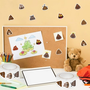 500-count roll of funny poop emoji stickers for stationery and gift sealing decoration