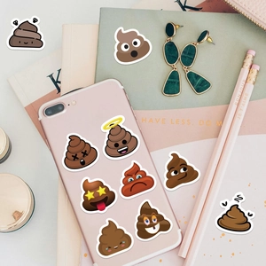 500-count roll of humorous poop emoji stickers in various expressions for DIY crafts