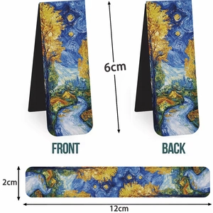 Van Gogh Starry Night magnetic bookmark set showing front, back, and folded views