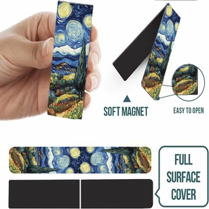 Magnetic folding bookmarks featuring Van Gogh Starry Night art print with soft magnets