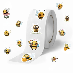 500-count roll of cartoon bee stickers for scrapbooking and envelope sealing decoration