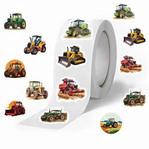 500pcs roll of colorful tractor and construction vehicle stickers for scrapbooking decor