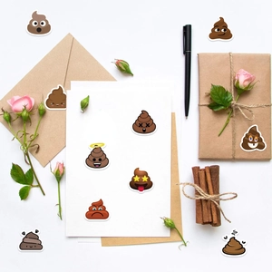 Poop emoji decorative stickers used for sealing envelopes and creative DIY scrapbooking