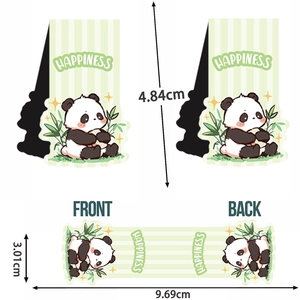 Cartoon panda magnetic bookmark set with green stripes and happiness text printed on it