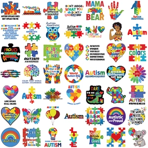 Lot de 42 autocollants colorés de sensibilisation à l'autisme pour guitares et ordinateurs
