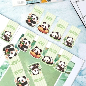 Cartoon panda magnetic bookmarks set with cute illustrations and lovely quotes