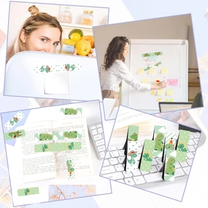 Cartoon dinosaur magnetic bookmarks set for books and fridge decor in four scenes
