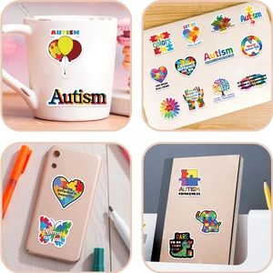 Lot de 50 stickers Autisme pour la décoration d'ordinateur de gourde et de guitare
