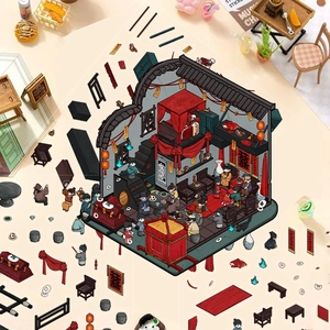 DIY 3D-miniatuurmodel Chinese folklore met rode draagstoel en doodskist pakket