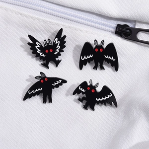 Gothic Mothman Enamel Pin Black Bat Brooch Halloween Badge Cartoon Alloy Jewelry For Backpack Clothing Accessory Unisex