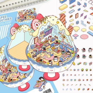 Gedetailleerde DIY 3D pinguïn ijs stickers en scène kaarten voor creatief scrapbooken