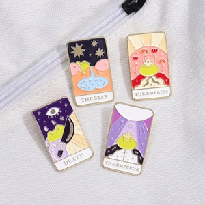 Cartoon Frog Tarot Card Enamel Brooch Pin Alloy Painted Cute Animal Badge For Backpack Clothing Accessory Unisex Jewelry Gift