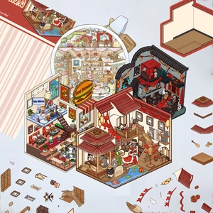 3D cartoon miniatuurwereld DIY stickers en montagehuis kit voor journaal decoratie