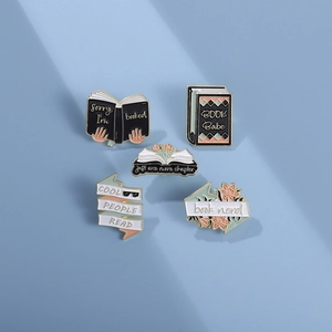 Book Enamel Pin Set Academic Literature Badge For Students Zinc Alloy Reading Nerd Lapel Brooch Jewelry Gift For Reader