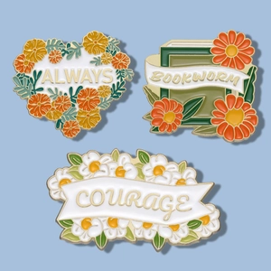 Exquisite Emaille Blumen Brosche Zinklegierung Inspirierende Buchstaben Abzeichen Gänseblümchen Herz Sonnenblume Damen Schmuck