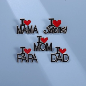 Broche en Alliage Émaillé I Love MAMA MOM PAPA DAD Money Badge Cœur Pour Sac à Dos Veste Vêtements Cadeau Famille Bijoux