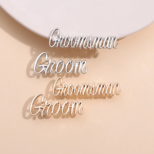 Minimalist Groomsman and Groom metal pins in gold and silver finish for weddings