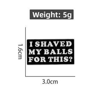 Detailed size view of I Shaved My Balls For This enamel pin, 3.0cm x 1.6cm metal badge