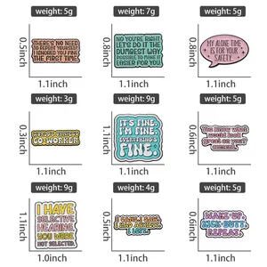 Guide des tailles pour broches en émail colorées avec poids et dimensions en pouces