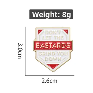 Shield enamel brooch badge with motivational slogan, 3.0x2.6cm metal pin for clothing