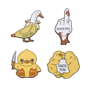 Funny Cartoon Enamel Pin Humorous Duck You Goose Alloy Brooch Badges For Backpack Clothing Decor Creative Animal Gift Unisex