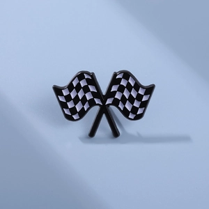 Original Design Crossed Racing Checkered Flag Enamel Brooch Black And White Checkerboard Fashion Metal Badge Pin For Backpack Clothes Jewelry Gift
