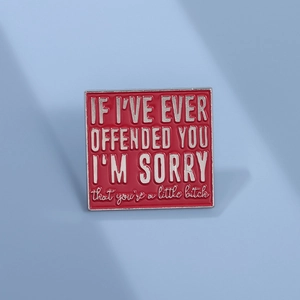 Creative Red Square Enamel Pin Funny English Slogan Alloy Brooch For Backpack Jacket Personalized Metal Badge Jewelry Gift