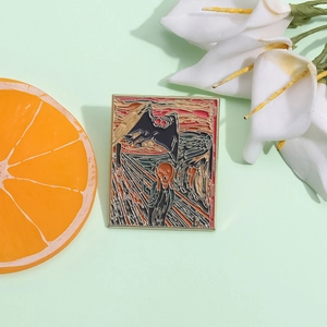 Kreative Emaille-Brosche mit schreiender Fledermaus inspiriert von berühmter Malerei