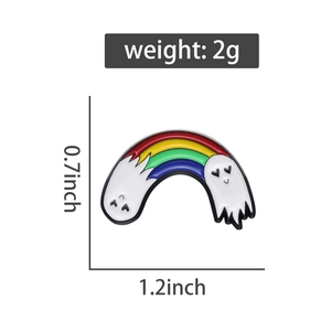 Detailed dimensions of rainbow enamel ghost pin measuring 1.2 by 0.7 inches