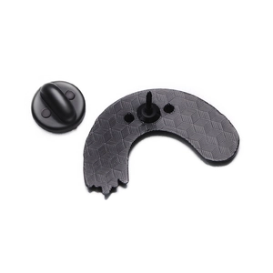 Rainbow ghost alloy brooch pin with black geometric texture back and rubber clutch