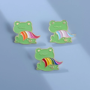 Cute Cartoon Frog Enamel Brooch Pin Alloy Pride Flag Cape Animal Badge For Clothes Backpack Decoration Unisex Jewelry