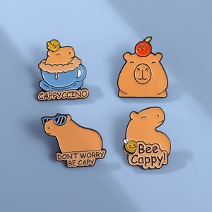 Broche Épinglette En Émail Capybara Dessin Animé Alliage Badge Animal Pour Sacs À Dos Chapeaux Bijoux Fantaisie Cadeau