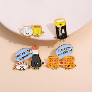 Pins en Émail Créatifs Dessin Animé Nourriture Sushi Gaufre Batterie Alliage de Zinc Broches pour Vêtements Sac à Dos