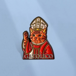 Lustige Orangefarbene Katze Papst Bischof Emaille Pin Abzeichen Zinklegierung Brosche Für Rucksack Kleidung Zubehör Süßer Tierschmuck Geschenk