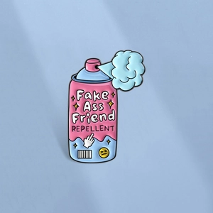 Funny Spray Can Enamel Pin Fake Ass Friend Repellent Slogan Badge Cartoon Alloy Brooch For Backpack Clothing Decoration Unisex