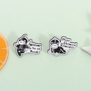 Cute Cat Band Enamel Pins Funny Cartoon Marching Band Uniform Theme Zinc Alloy Painted Metal Badge Brooch Gift For Clothing