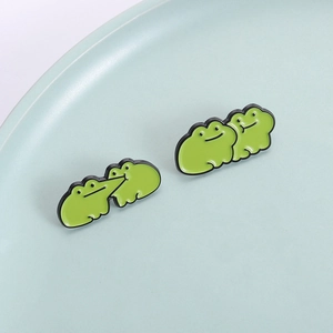 Lot de pin's grenouille en émail vert au style minimaliste pour accessoires créatifs