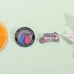 Funny English Quote Enamel Brooches For Women Men Alloy Cartoon Bird Floral Badge Lapel Pins Clothes Bag Jewelry Decoration Gift