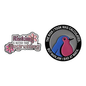 Broches en émail inspirantes avec citations et oiseau bleu pour vêtements et sacs à dos