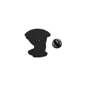 Close-up view of the green pea enamel pin back with secure black rubber clutch