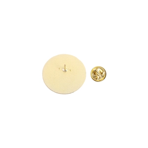 Detailansicht der goldenen Anstecknadel-Rückseite und des Schmetterlingsverschlusses