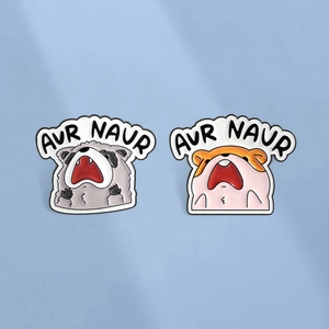 Funny Cartoon Screaming Raccoon Hamster Aur Naur Enamel Pin Zinc Alloy Animal Badge Brooch For Backpack Clothing Accessories