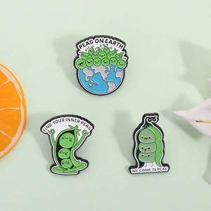 Funny Pea Pod Enamel Pins Cute Pun Slogan Alloy Brooch Earth Meditation Lapel Badge Set For Backpack Denim Jacket Decor Gift