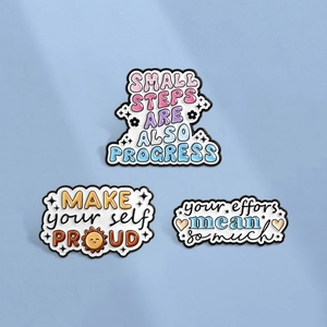 Épingles en Émail en Alliage de Zinc Motivationnelles Citations Positives Progrès Fier Badges Broches de Mode pour Vêtements Sacs à Dos Cadeau