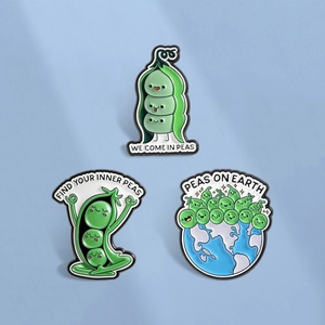Ensemble de Broches en Émail de Petits Pois Verts en Dessin Animé Broche de Gousse de Pois et Terre Avec des Jeux de Mots Anglais Amusants pour Vêtements Sac à Dos Bijoux Cadeau