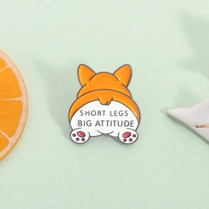 Épinglette Émail Fesses Corgi Dessin Animé Broche Alliage Short Legs Big Attitude Badge Animal Drôle pour Vêtements