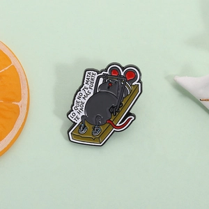 Funny Fitness Mouse Enamel Pin Alloy Motivational Spanish Slogan Brooch For Gym Lovers Backpack Clothes Decoration