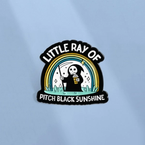 Little Ray Of Pitch Black Sunshine Reaper Enamel Pin Cartoon Death Milk Tea Rainbow Alloy Brooch For Backpack Clothing Decor