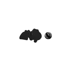 Vue arrière détaillée du pin's Shiba Inu avec fermoir en caoutchouc noir mat