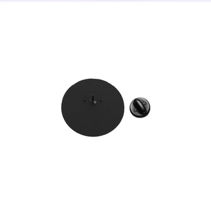 Detail view of the black rubber butterfly clutch back and metal pin for creative enamel badges
